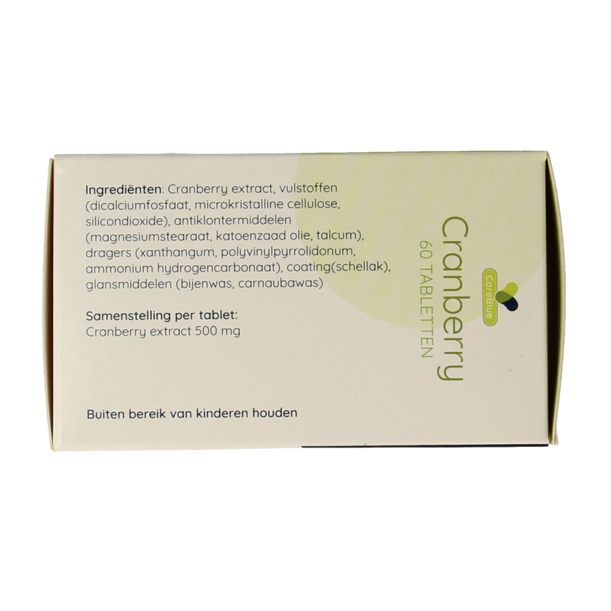 Spruyt Hillen Cranberry herbal supplement tablets in a blister pack, designed for supporting urinary health.
