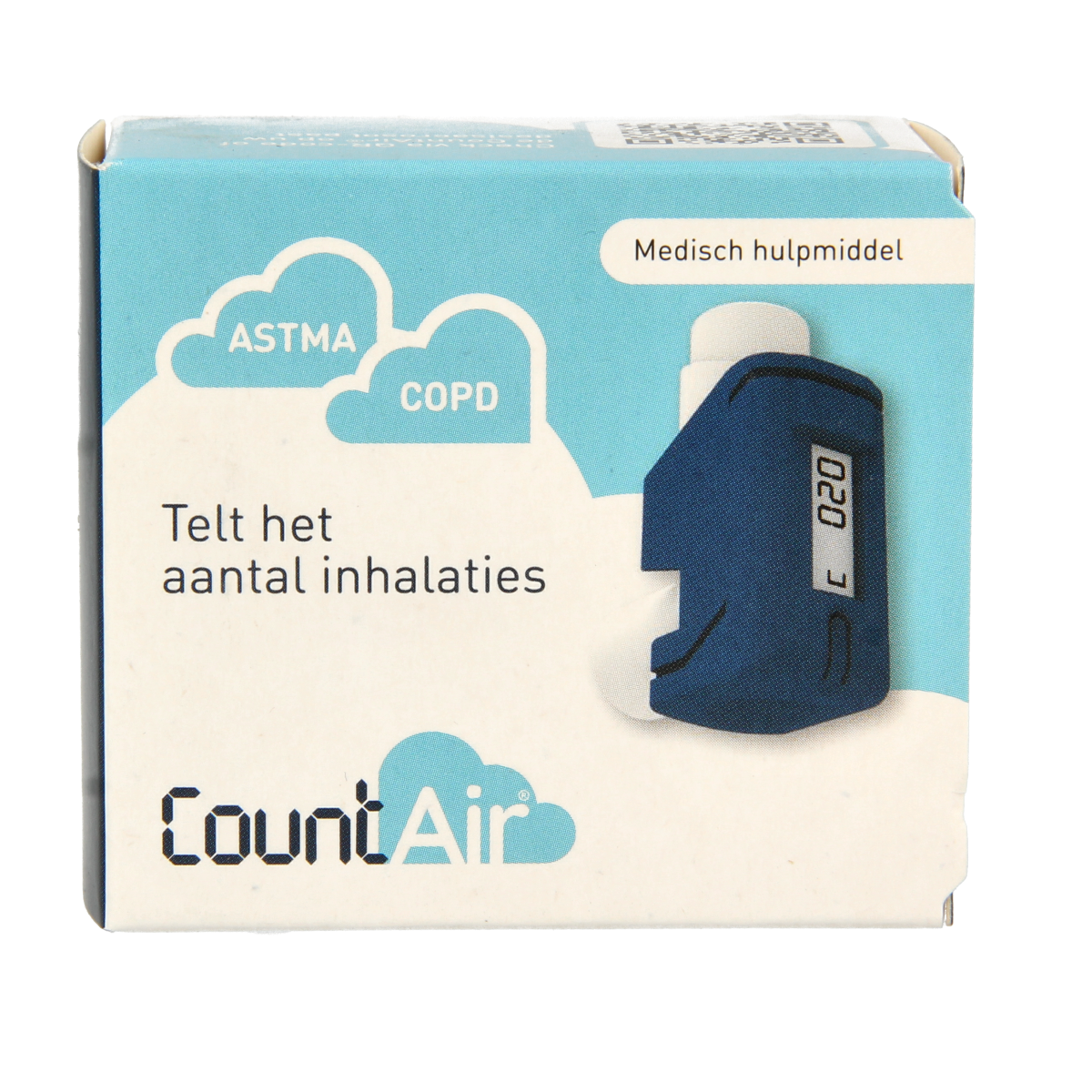 Spruyt Hillen Countair nasal care and inhalation device, with one piece, designed for nasal hygiene and respiratory relief.
