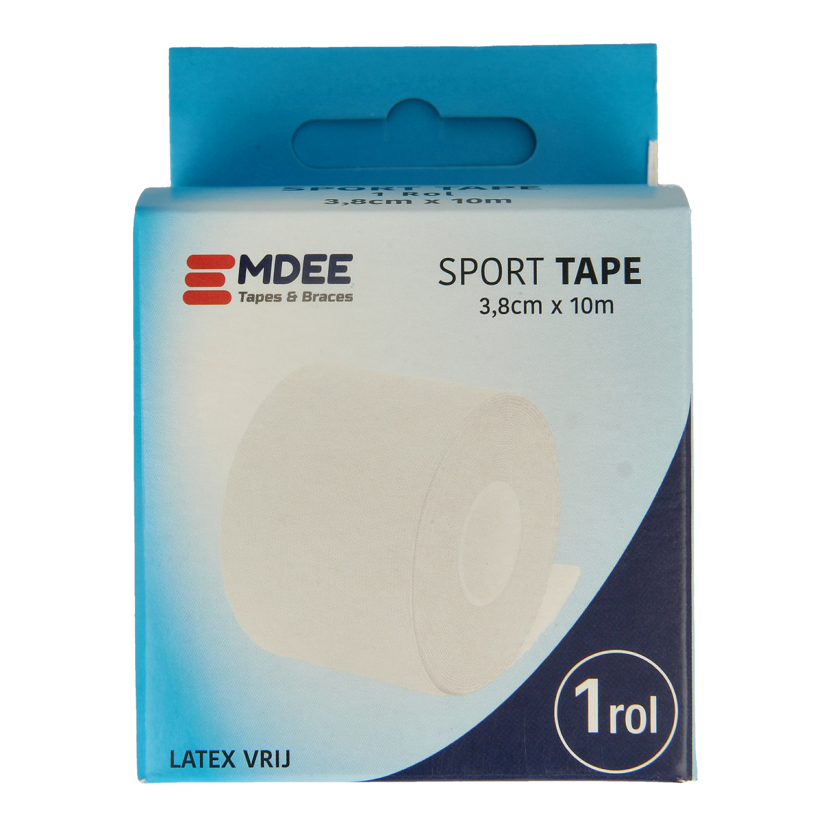 Emdee Sport tape 3.8cm x 10m with one roll, adhesive sports tape for muscle support and injury prevention.