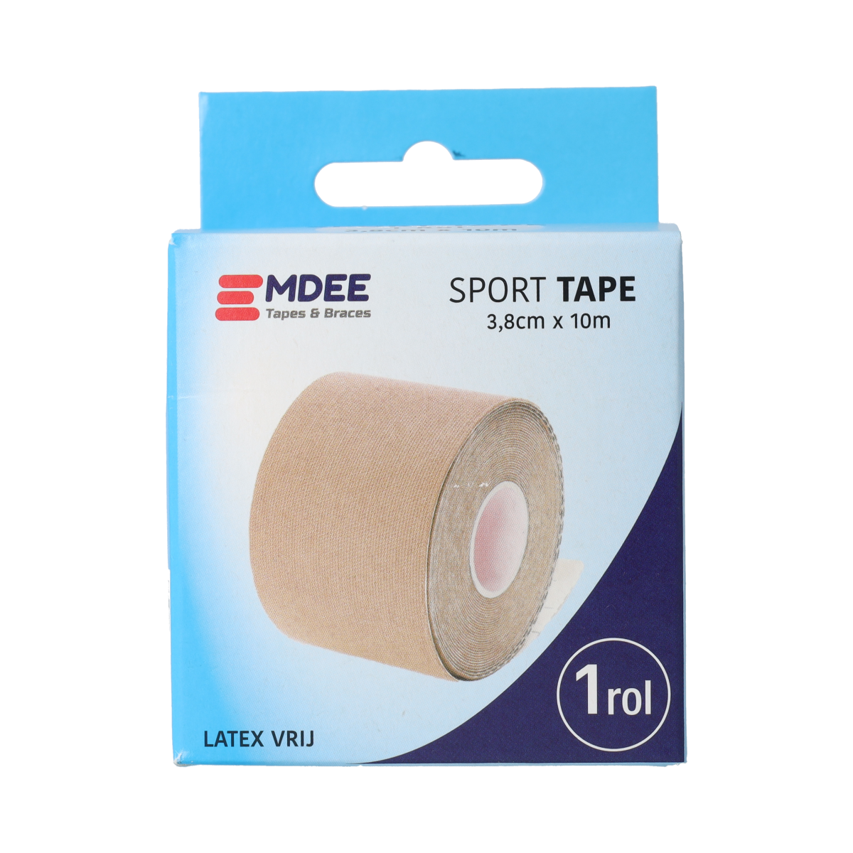 Emdee sport tape 3.8cm by 10m in skin color, flexible athletic tape for sports injuries and support.