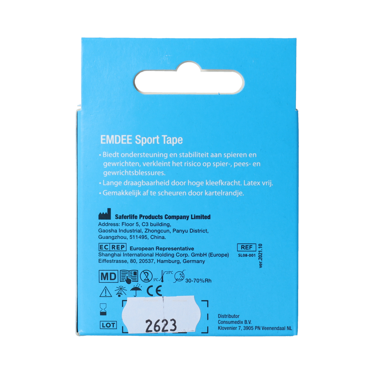 Emdee Sport tape 3.8cm x 10m in huidkleur, adhesive athletic tape for sports and injury support