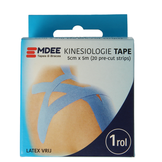 Blue Emdee Kinesio tape pre-cut sport tape, 1 piece, designed for muscle support and injury prevention during sports activities.