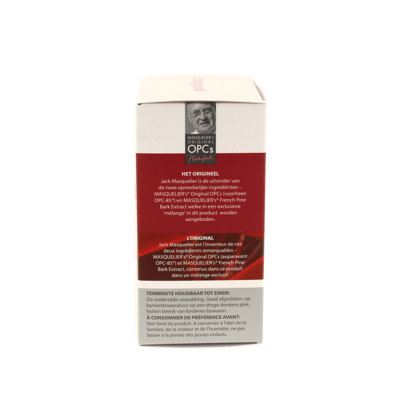 Bottle of Masqueliers Anthogenol 120 capsules, herbal supplement in a dark bottle with a label showing the product name and dosage.