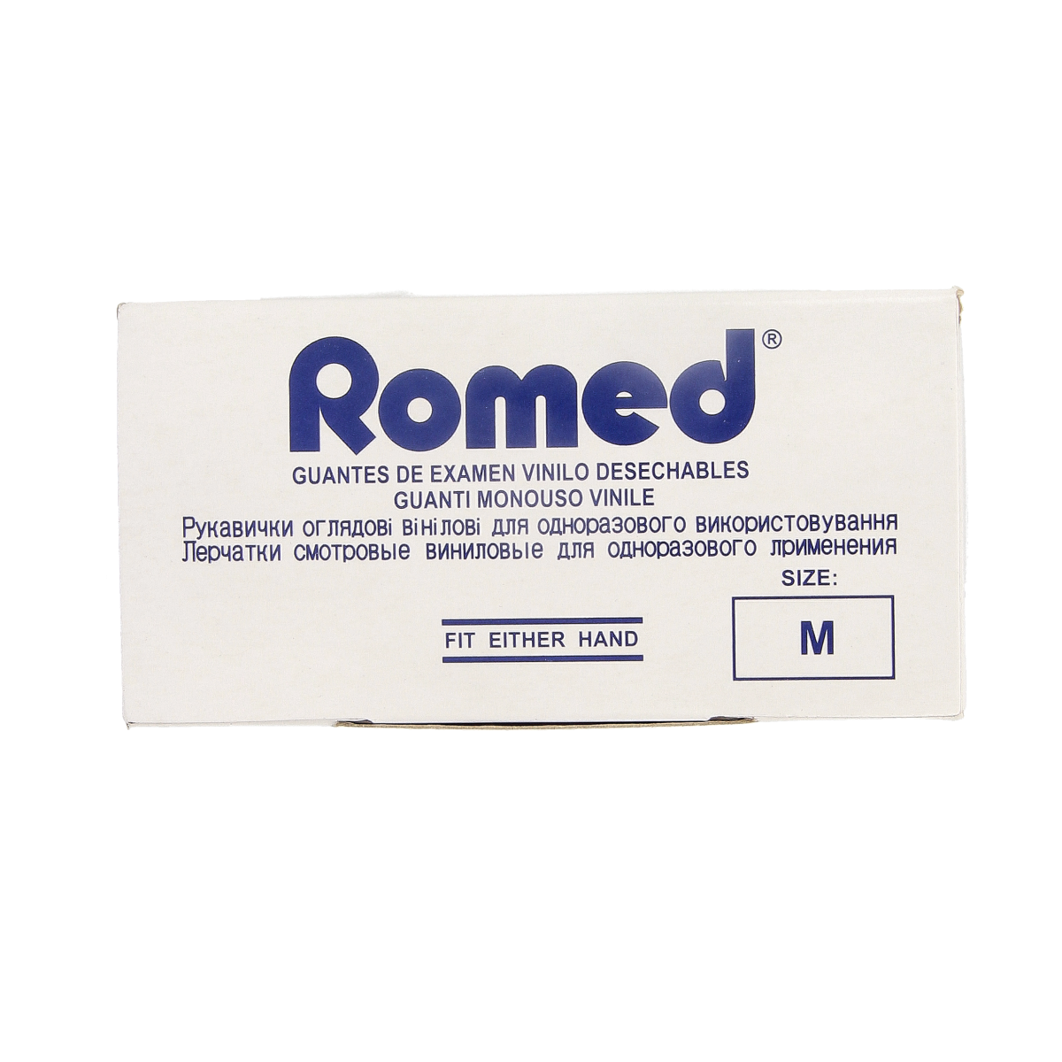 Romed vinyl non-sterile, powder-free medical gloves in size M, 100 pieces, protective handwear for healthcare use
