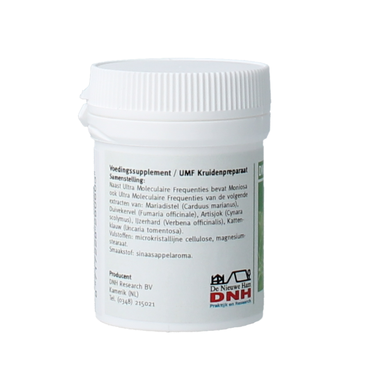 DNH Moniosa multiplant herbal supplement in tablet form, natural herbal remedy from DNH brand, shown in blister pack.