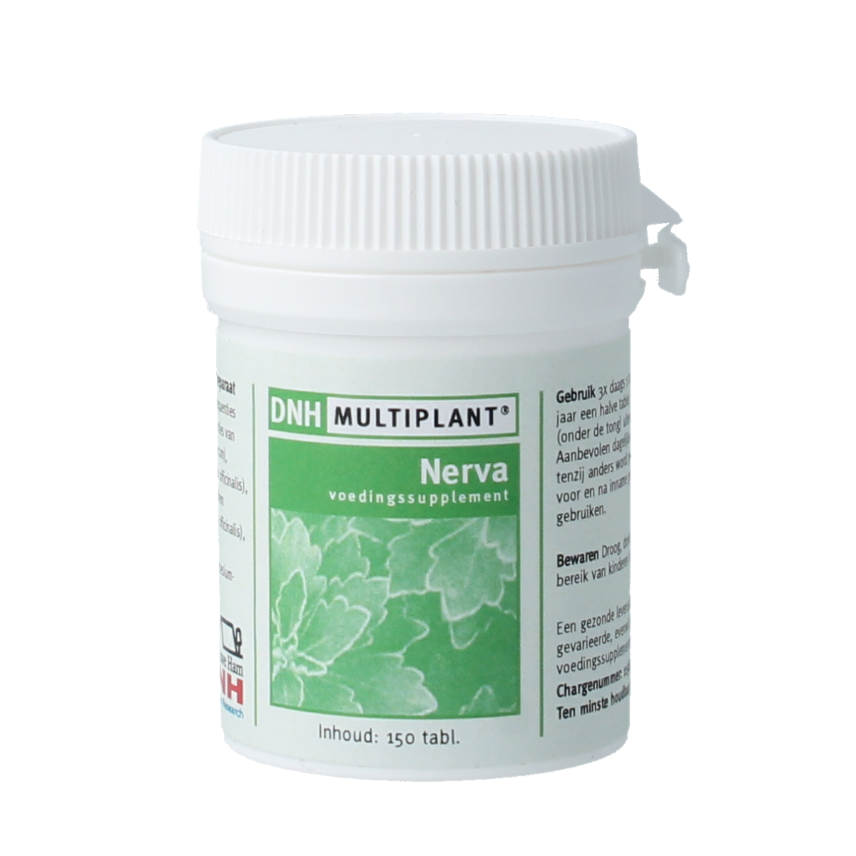 DNH Nerva multiplant herbal supplement tablets, natural herbal remedy by DNH, showing a close-up of the supplement packaging.
