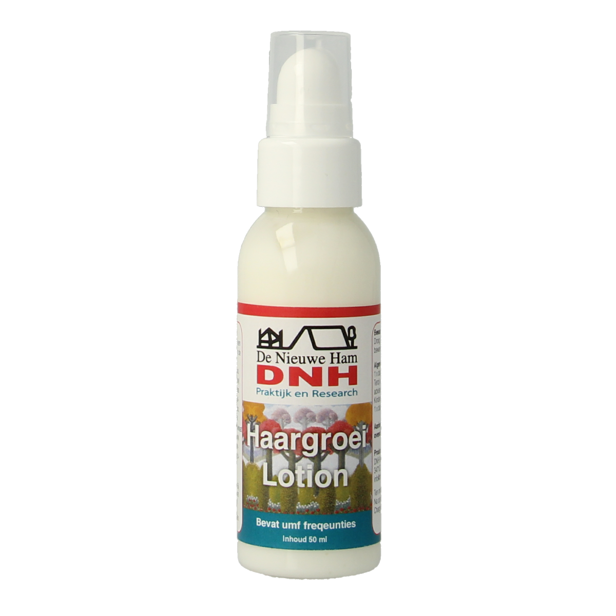 DNH Haargroei lotion 50ml bottle, a body care product with a sleek design, designed to promote hair growth on the body.