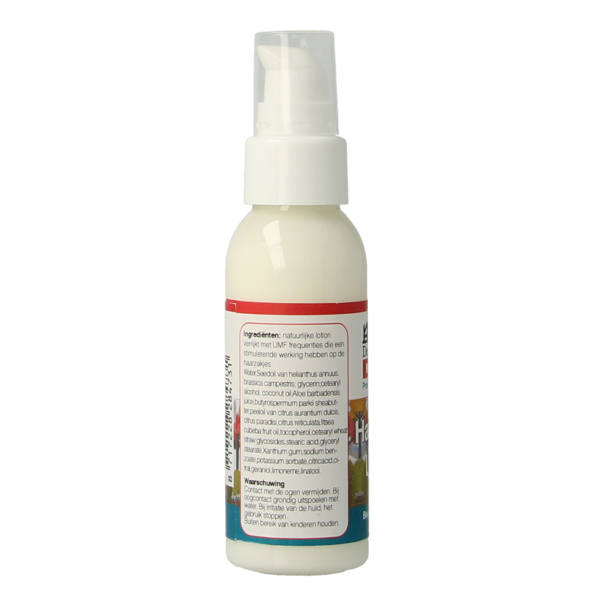 DNH Haargroei lotion 50ml bottle, natural body care product with a sleek design, used for promoting hair growth.
