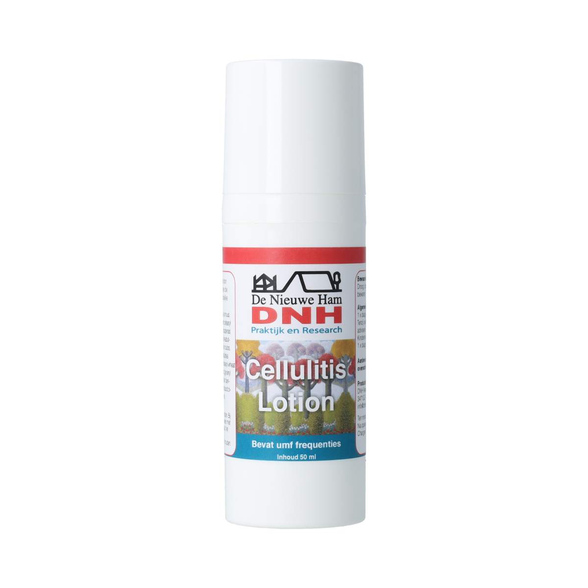 DNH Cellulitis lotion 50ml bottle, a skincare product for body care, featuring a white and blue label.
