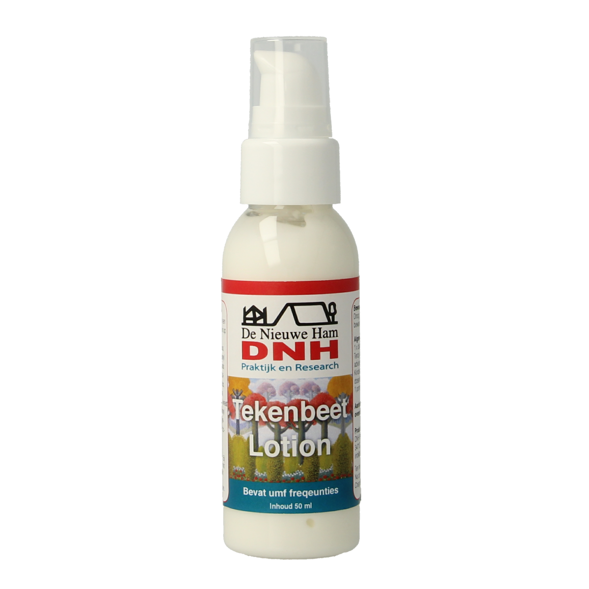 DNH Tekenbeet lotion 50ml bottle with applicator for insect bites and stings, shown in a close-up on a white background.