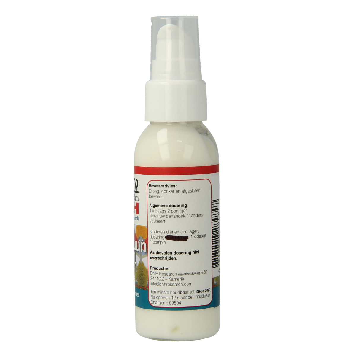 DNH Virimmuun lichaamsverzorgingslotion, 50ml, witte fles met blauwe dop, zichtbaar op de afbeelding