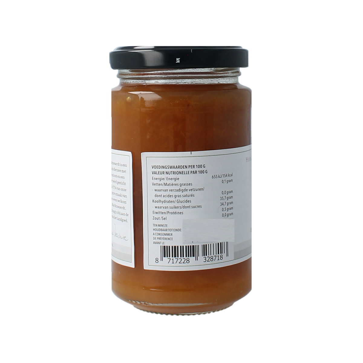 Marienwaerdt bio apricot jam for bread, 250g jar, natural fruit spread with a smooth texture and vibrant apricot color.