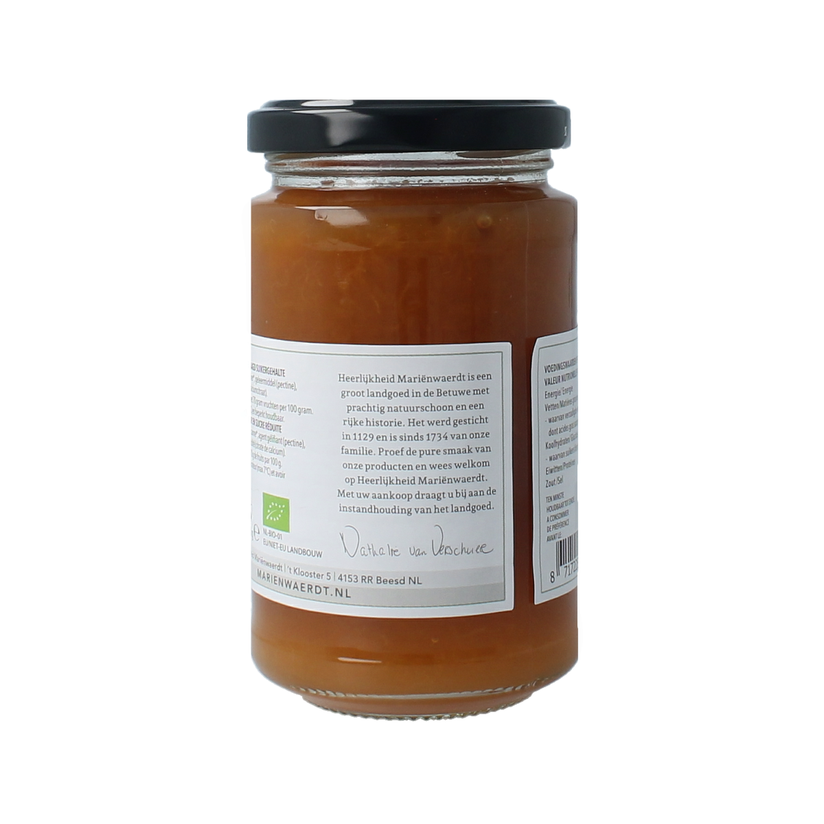 Marienwaerdt organic apricot jam spread on bread, 250g jar, natural broodbeleg for breakfast or snacks