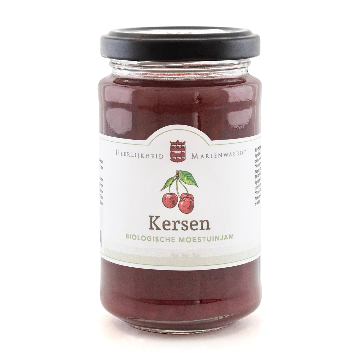 Marienwaerdt bio cherry fruit spread on bread, 250g jar, natural broodbeleg with fresh cherries and organic ingredients.