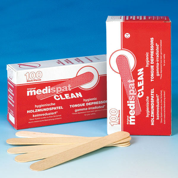 Medispat tongspatel hout, set van 100 stuks, medisch instrument voor medische en laboratorium toepassingen.