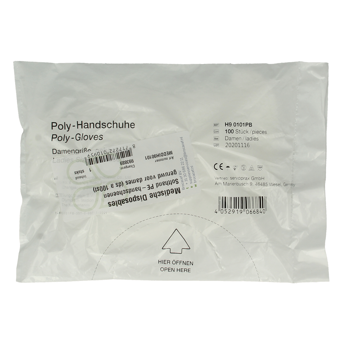 Softhand poly medical examination gloves for women, 100-pack, protective handwear for medical and hygiene use