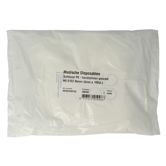 Softhand soft polyester medical examination glove for men, shown in a box of 100, protective healthcare handwear