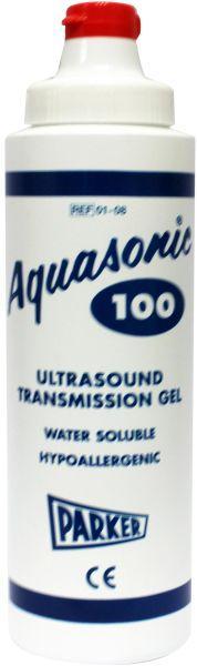 Aquasonic 100 Ultrasound transmission gel in a 250ml bottle, used for ultrasound procedures and body care.