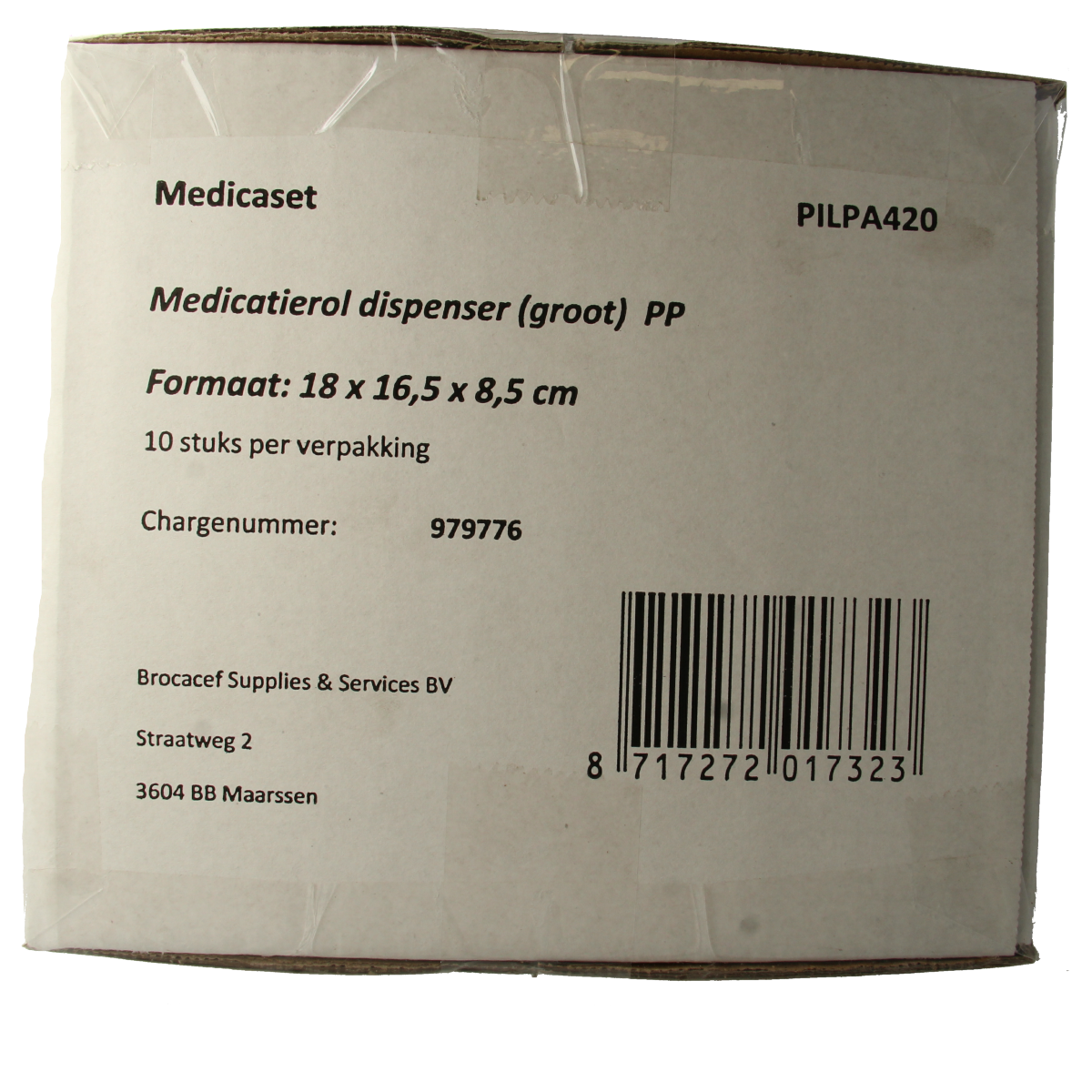 Medica large PP instrument medicine dispenser with 10 pieces, featuring multiple compartments and a secure lid for organized storage.