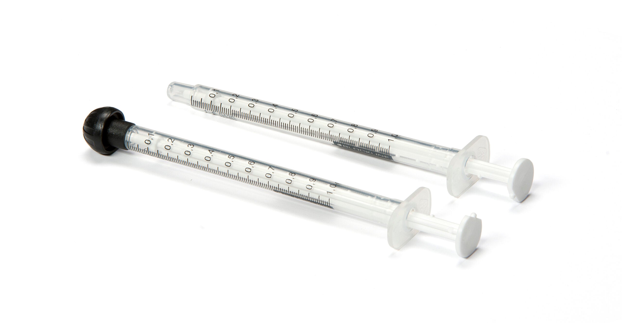 Blockline Spuit helder 1ml instrument with no tip cap, shown in a close-up image, 100 units in the package