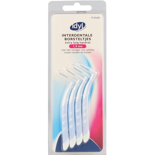 Idyl Op=Op interdental brush XL with 1.9mm handle, pack of 4, for cleaning between teeth with Tandenstokers en Ragers.
