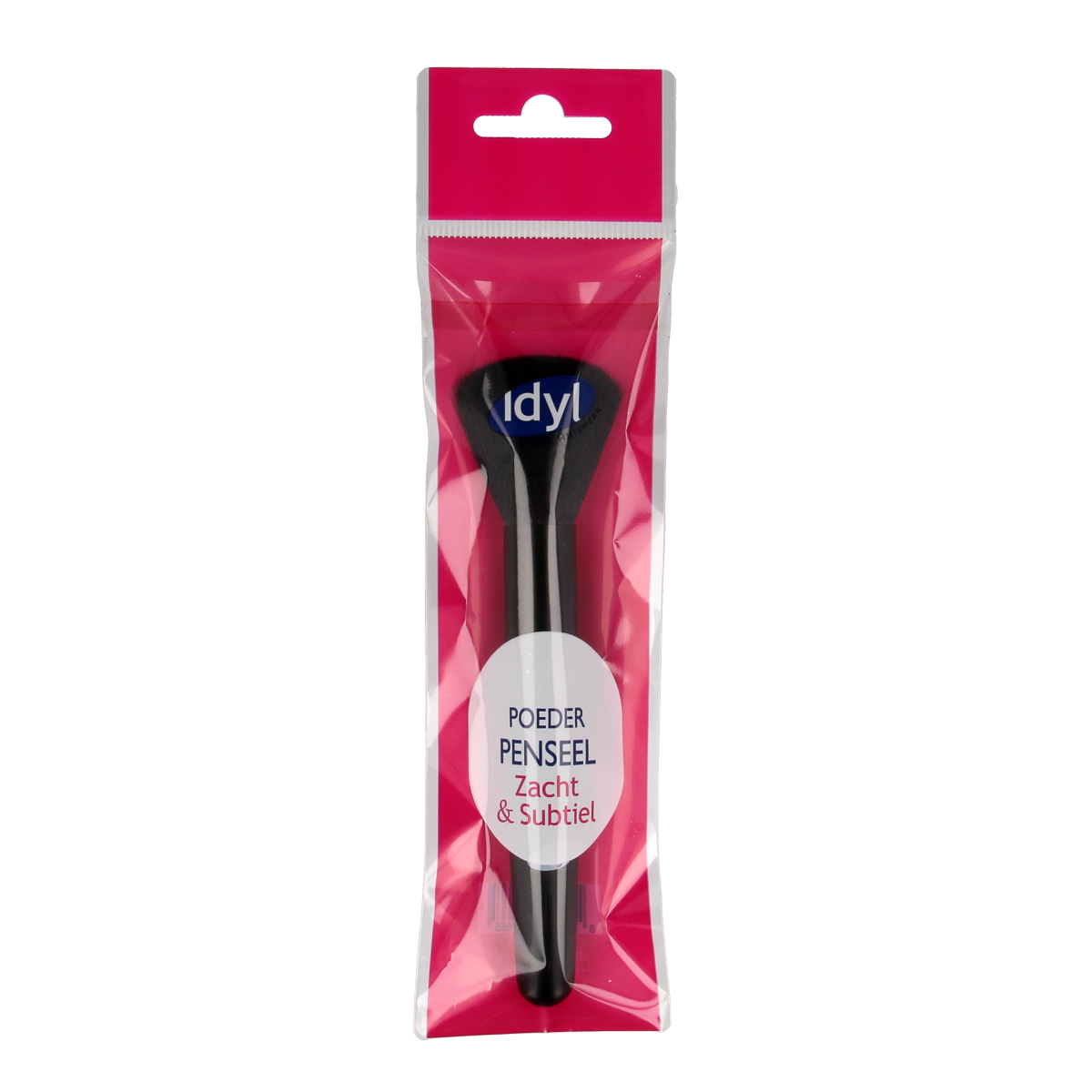 Idyl make-up powder brush, soft and subtle, 1 piece with light-colored bristles and a slim handle, ideal for face powder application.