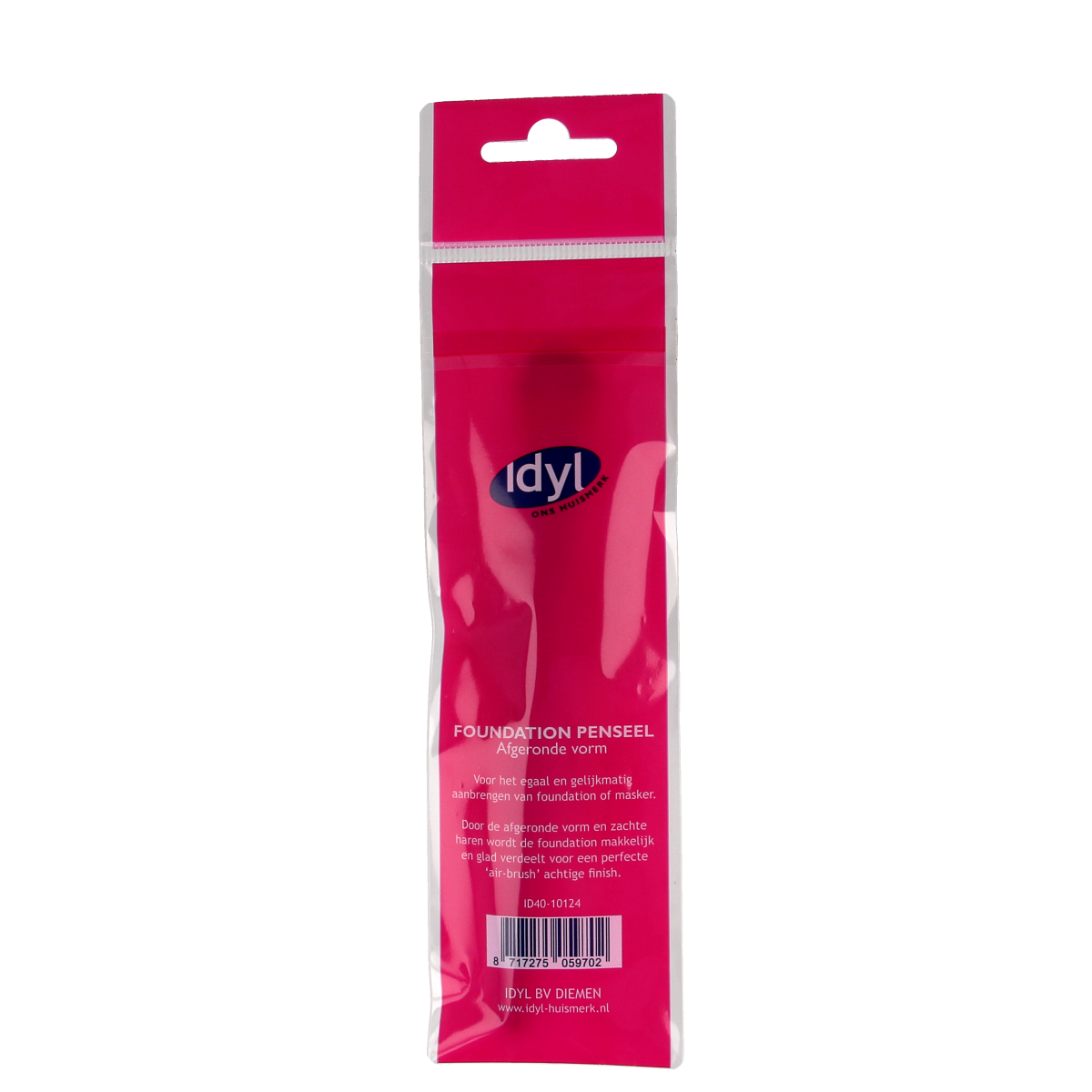 Idyl foundation makeup brush with rounded shape, 1.00 size, designed for smooth foundation application.