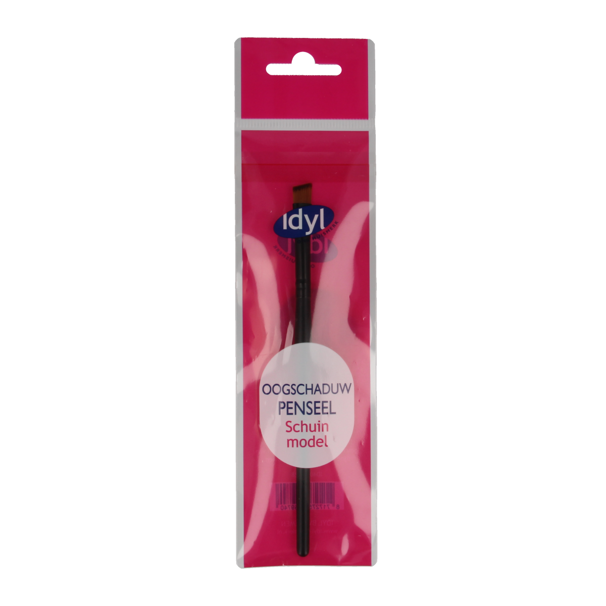 Idyl angled eye shadow brush for precise makeup application, featuring a sleek handle and soft bristles.