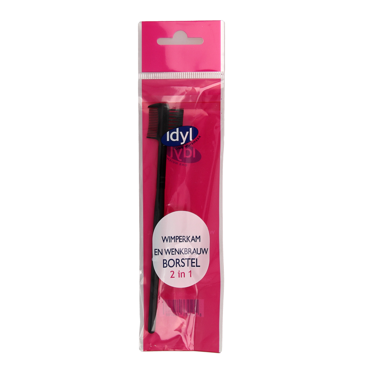 Idyl 2-in-1 eyelash and eyebrow brush for precise makeup application, featuring a sleek handle and soft bristles.