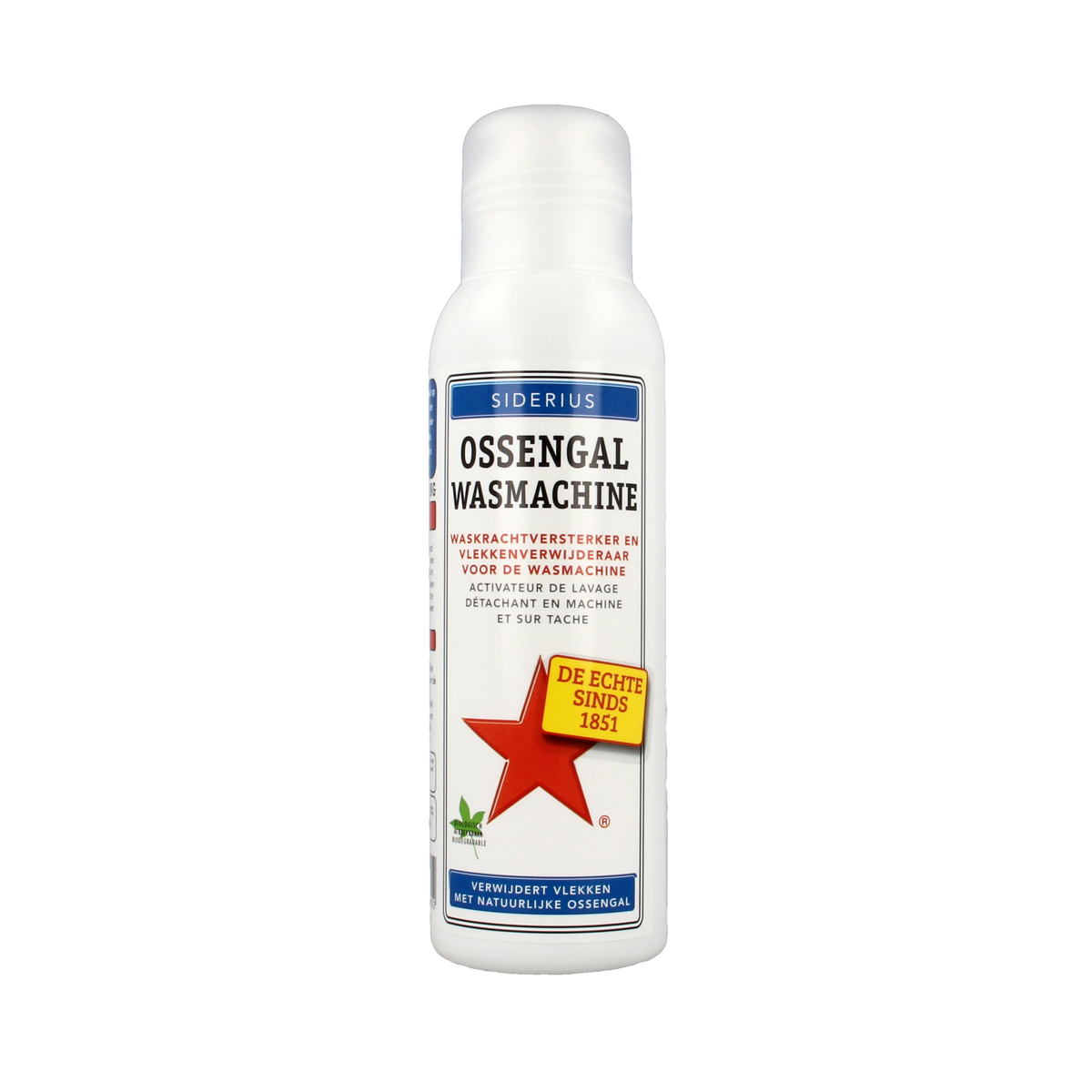 Siderius Ossengal wasmachine wasmiddelen bottle, 500ml, natural stain remover and laundry detergent for effective cleaning.