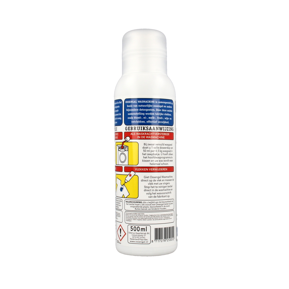 Siderius Ossengal wasmachine wasmiddelen bottle with 500ml capacity, featuring eco-friendly cleaning formula for laundry.