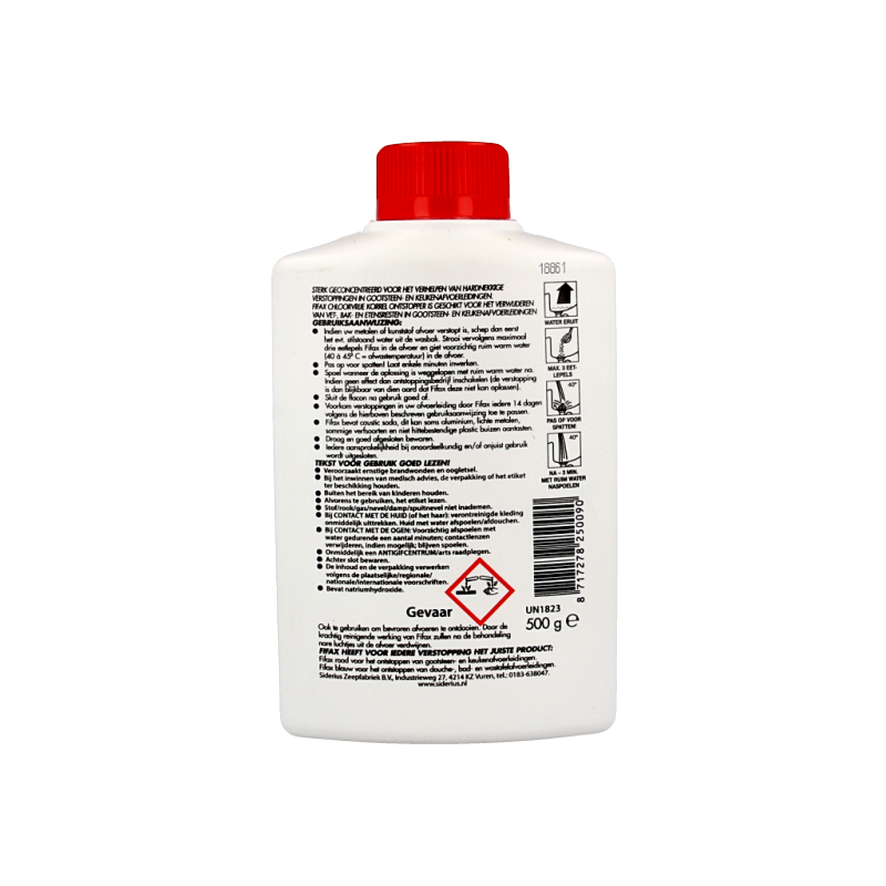 Fifax kitchen drain unblocker in red, 500 grams, cleaning product for kitchen sink clogs, effective and easy to use.