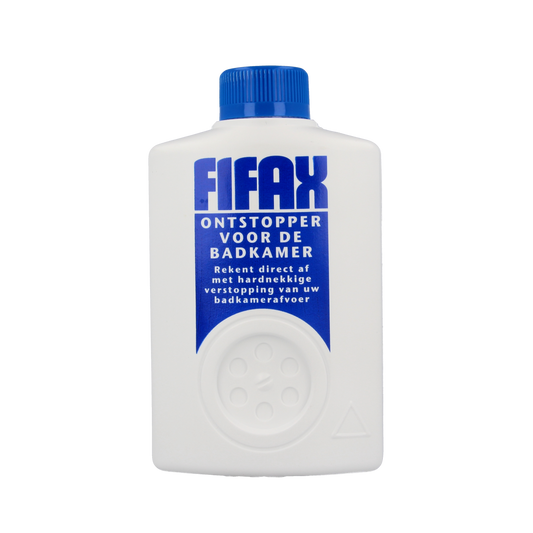 Fifax bathroom drain stopper, 500g cleaning product for bathroom drains, in a white container with label.