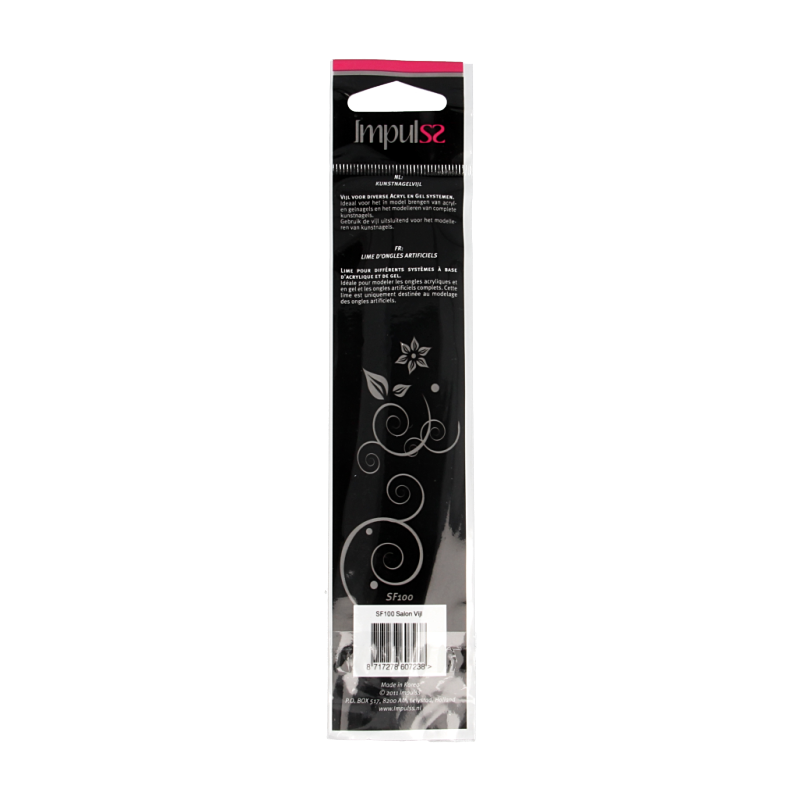 Impulss salon nail file, make-up tool, with abrasive surface for shaping and smoothing nails, shown in the image.