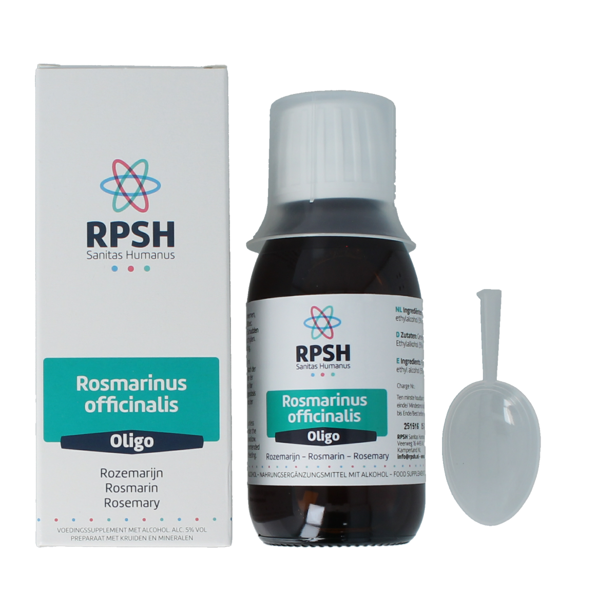 RPSH Oligo Rosmarinus officinalis rosemary herbal preparation in a 120ml bottle, natural herbal supplement for wellness.