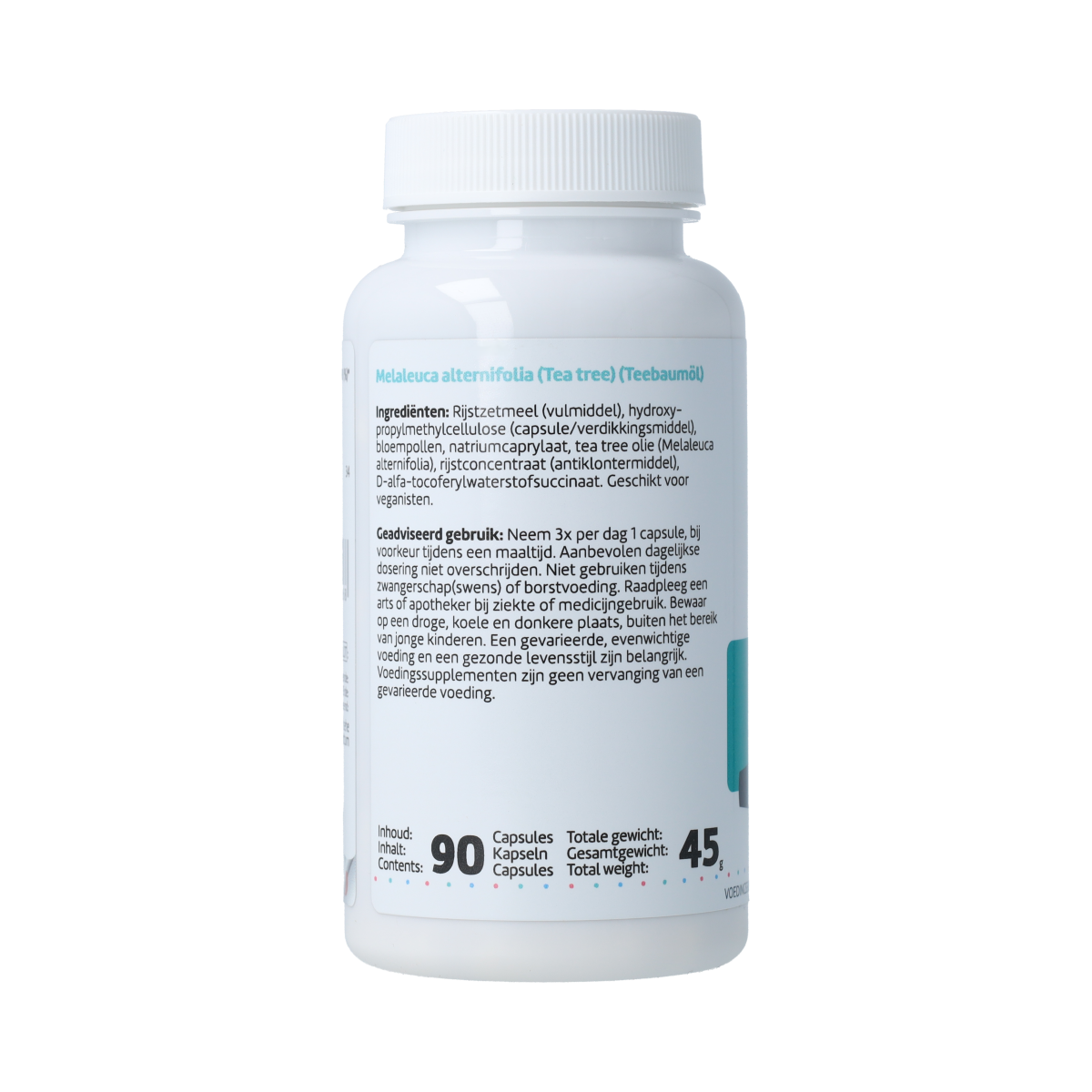 RPSH Sana Intest Melaleuca alternifolia herbal capsules in vegetarian packaging, 90 capsules for digestive support.