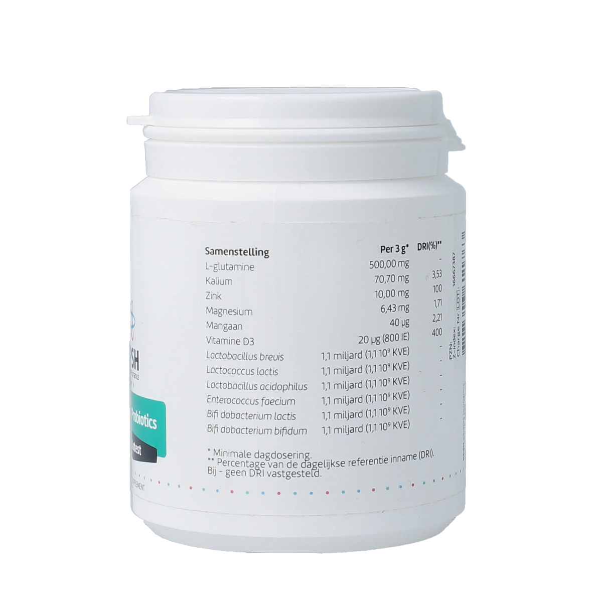 RPSH Sana Intest Salutem probiotics micro-organisms in 110g container, supporting digestive health and gut balance.