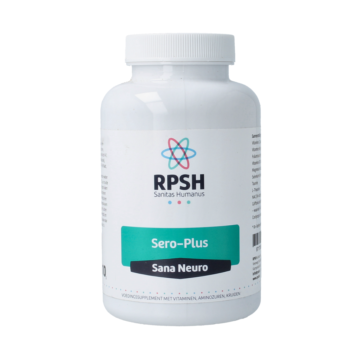 RPSH Sana Neuro Sero-Plus 120 capsules, multi-vitamin supplement with neuro-support ingredients, in a clear plastic bottle.