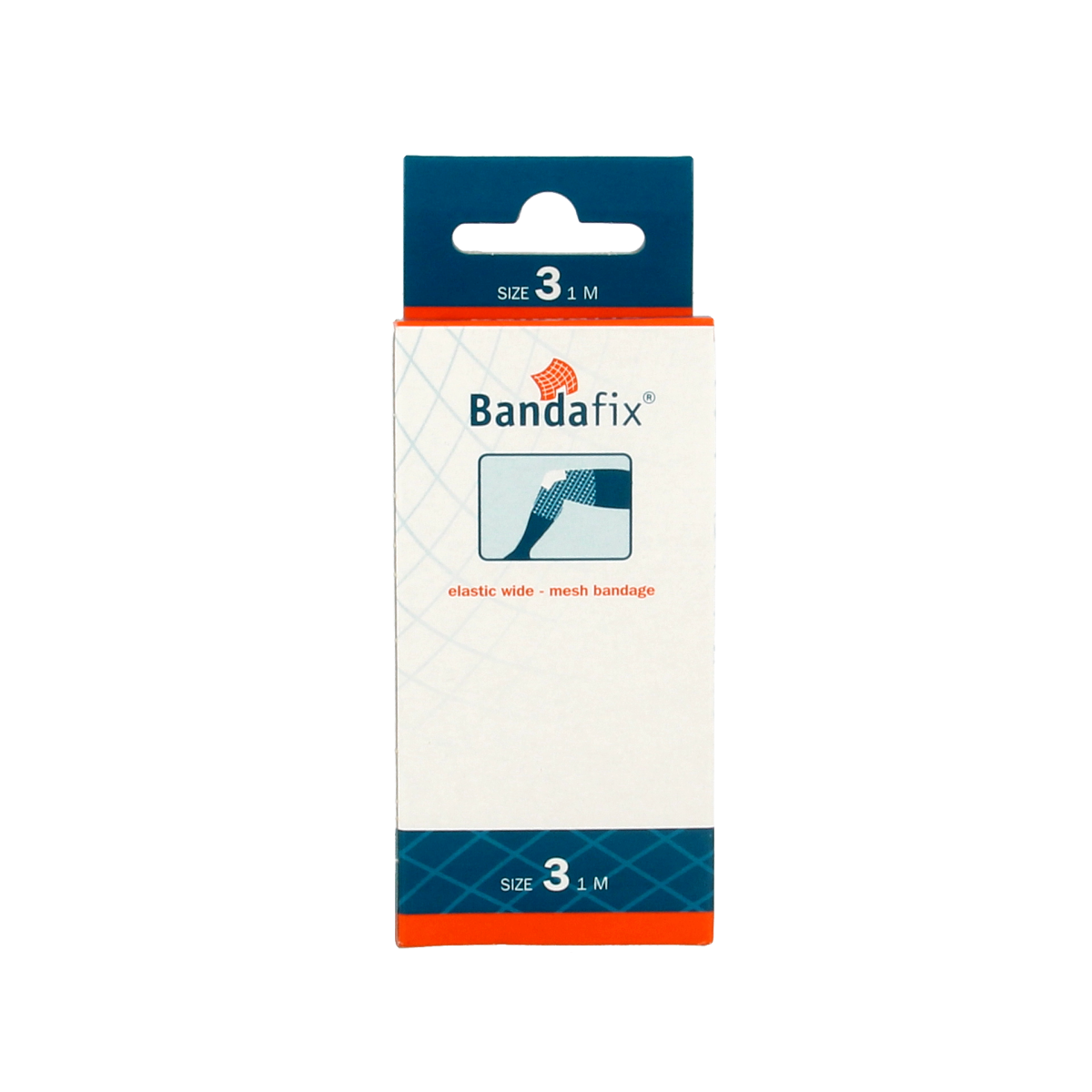 Bandafix Nr. 3 knee bandage, 1 meter length, in sterile gauze and compression for medical support and wound care.