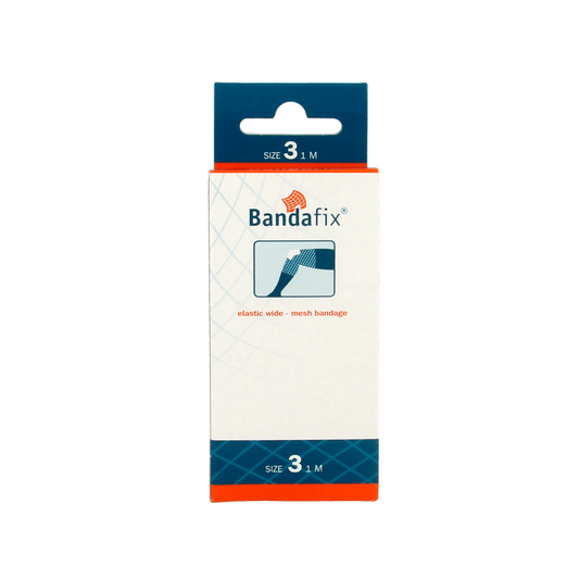 Bandafix Nr. 3 knee bandage, 1 meter length, in sterile gauze and compression for medical support and wound care.