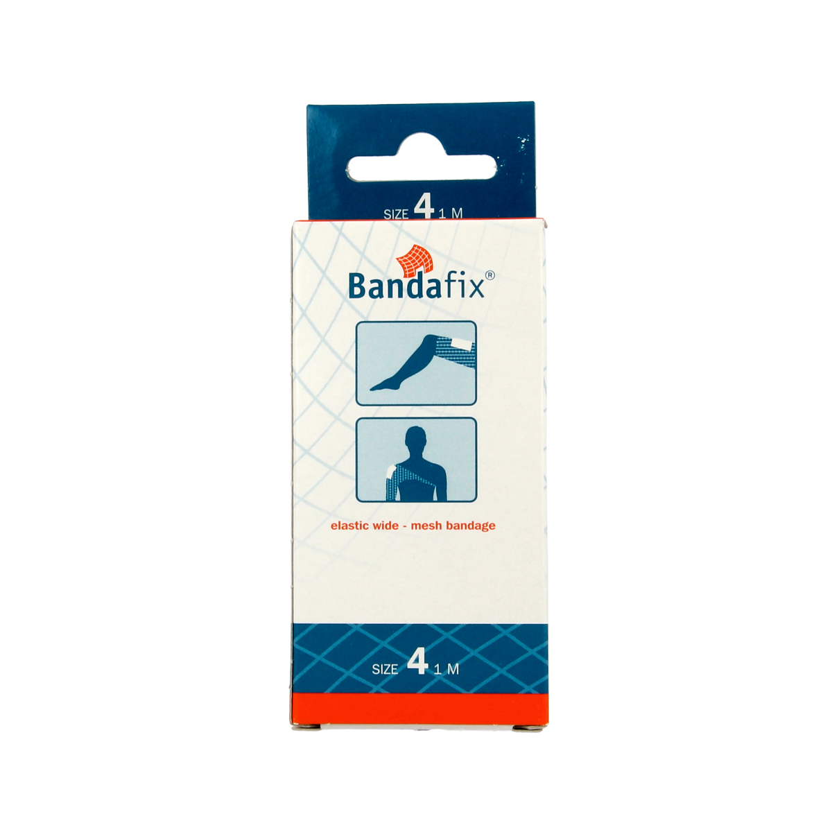 Bandafix Nr. 4 thigh and shoulder dressing, 1 meter, built-in elastic bandage for medical support and wound care.