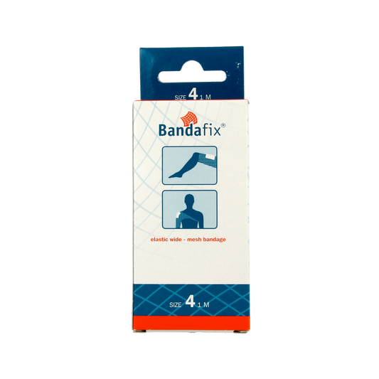 Bandafix Nr. 4 thigh and shoulder dressing, 1 meter, built-in elastic bandage for medical support and wound care.