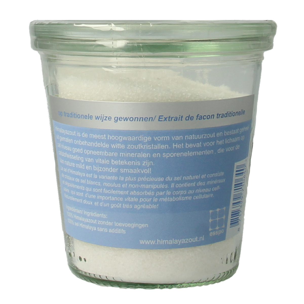 Esspo Himalayazout tafelzout wit fijn in glas, 275g, ideal voor kruiden en maaltijdmixen