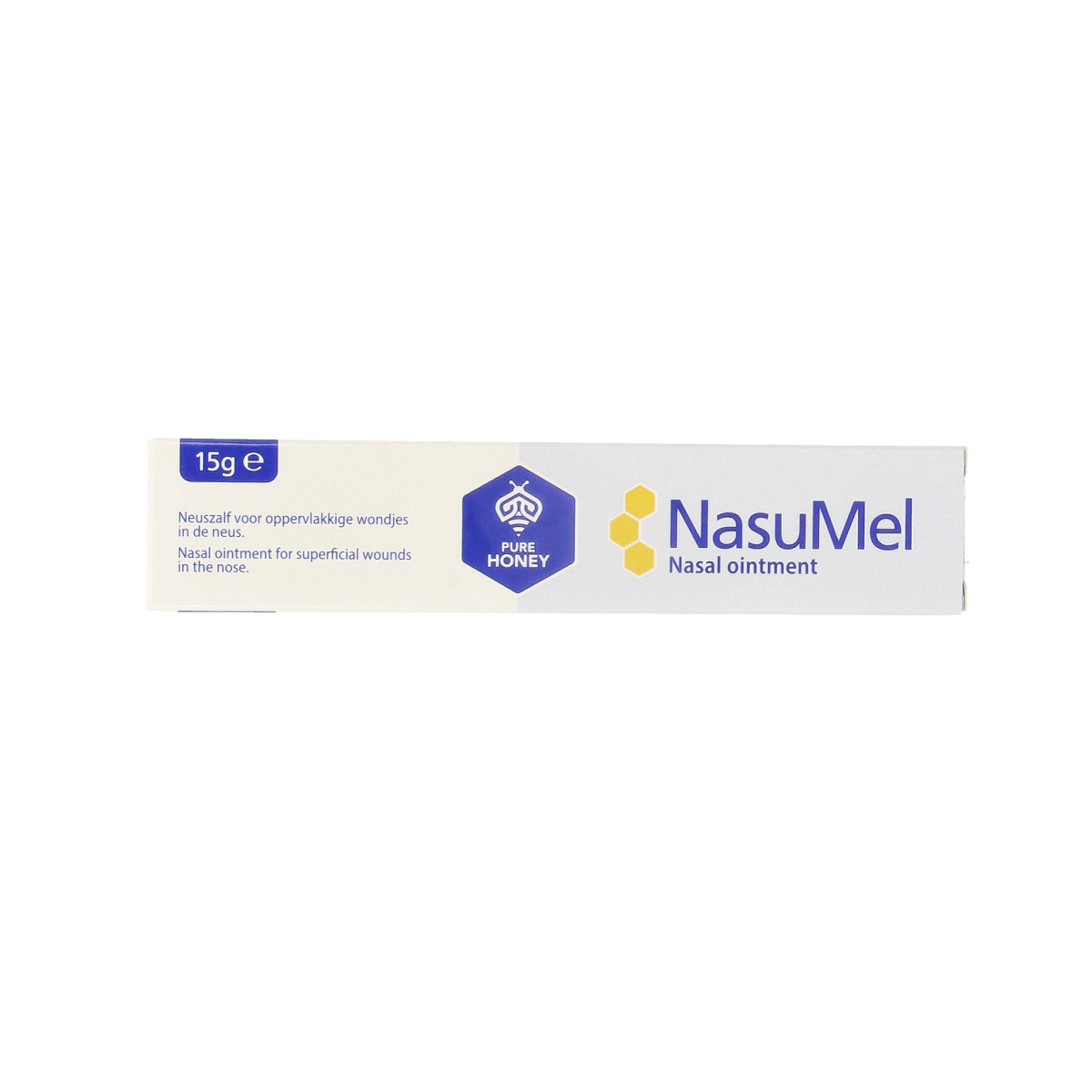 Nasumel Wondneuszalf 15g, nasal care and inhalation product, shown in the image with its packaging and application tube.
