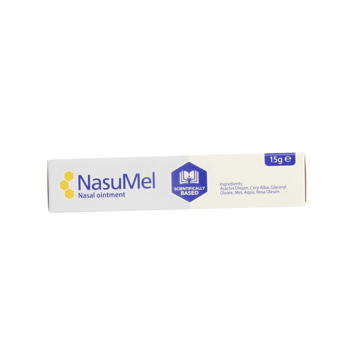 Nasumel Wondneuszalf in 15g container, nasal care and inhalation product with natural healing ingredients, branded Nasumel.