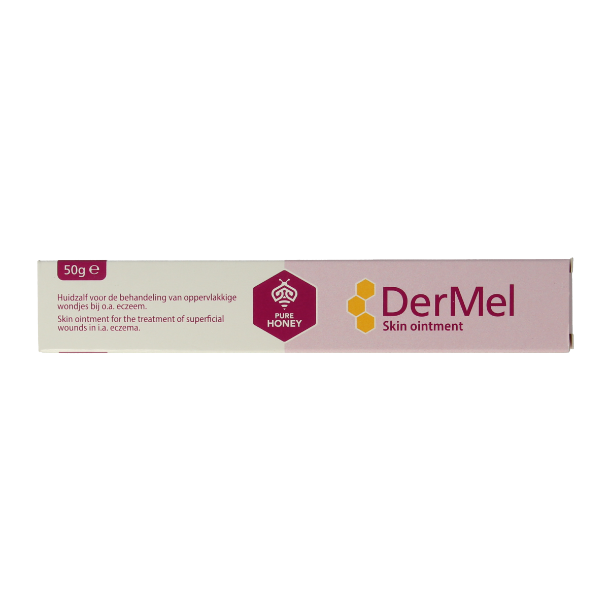 Tube of Dermel Wondhuidzalf 50g for skin care, featuring the Dermel brand and a white and green packaging design.