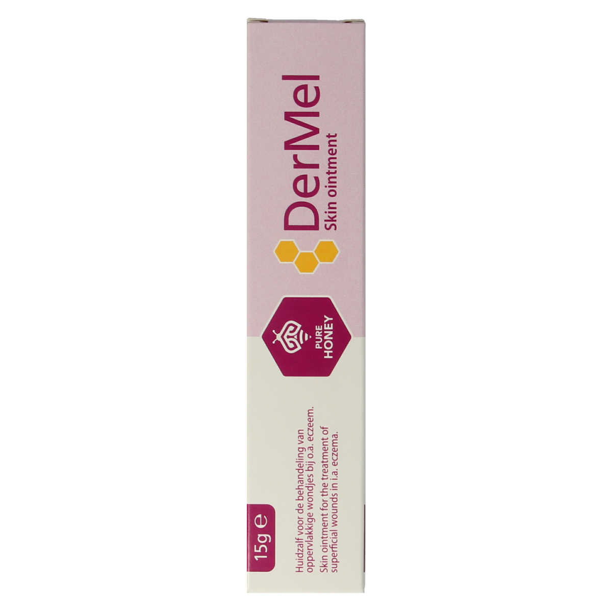 Dermel Wondhuidzalf 15g, a healing body ointment for skin recovery and protection, shown in a tube.