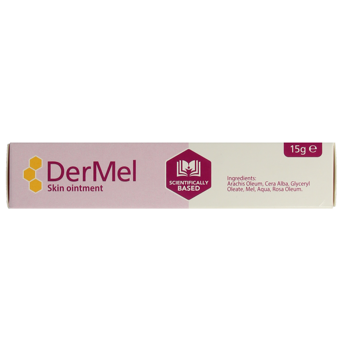 Jar of Dermel Wondhuidzalf 15g for body care, featuring soothing wound healing ointment from Dermel brand.