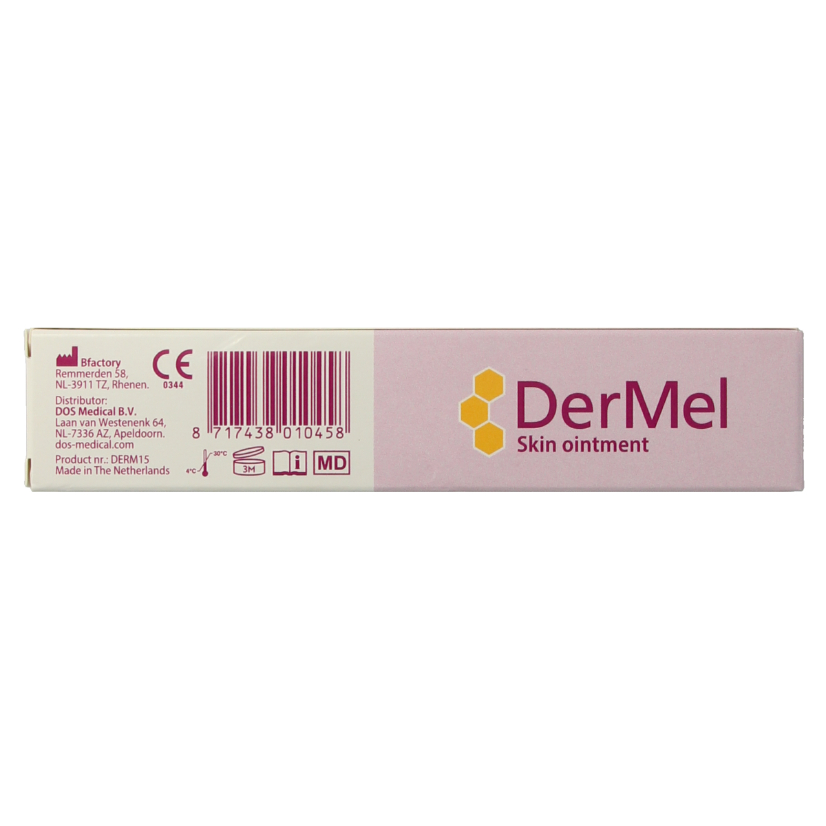 Dermel Wondhuidzalf 15g, body care ointment in a tube, designed for skin healing and repair.