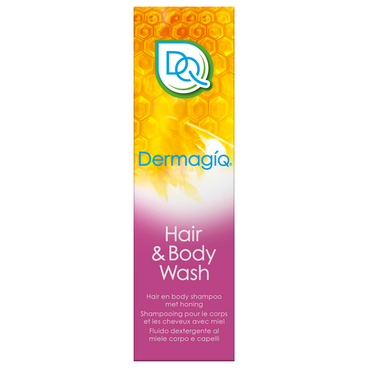 Dermagiq Bodywash 250ml in a clear bottle with a white cap, labeled as a body and shower wash.